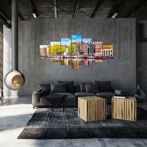 Obraz - Tančící domy, Amsterdam (210x100 cm)
