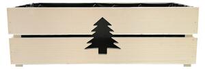 AMADEA Dřevěný vánoční truhlík se stromečkem bílý, uvnitř s černou fólií, 62x21,5x17cm, český výrobek
