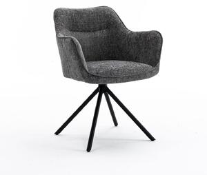 Moderní designová otočné křeslo Kristal Graphite s tmavým šedým čalouněním a kovovými nožičkami 80 cm