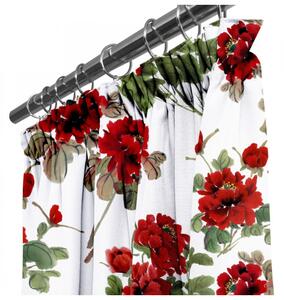 Závěs na řasící pásce 140x250 cm bílý, červené květiny