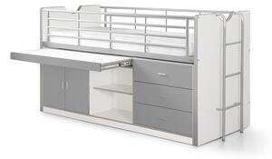 Bílo-šedá vyvýšená dětská postel s úložným prostorem s roštem 90x200 cm Bonny – Vipack