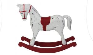 Dřevěná figurka, houpací kůň, rozměr 26.5 x 6.5 x 23 cm, bílo - červený