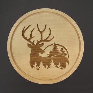 AMADEA Dřevěné servírovací prkénko - podnos jelen, masivní dřevo, 25 cm