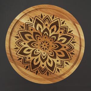 AMADEA Dřevěné servírovací prkénko - podnos mandala, masivní dřevo, 30 cm