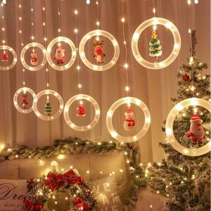 HJ Vánoční světelný závěsný řetěz s 10 kruhy a gumovými figurkami LED barva: RGB