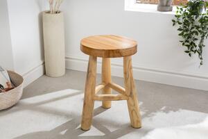 Designová teaková kulatá taburetka Sheril ve světle hnědé barvě s 45 cm