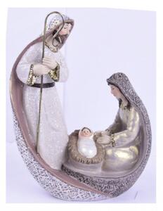 Figurka svaté rodiny, 3 postavy, rozměr 16 x 9 x 21 cm, bílo - stříbrná