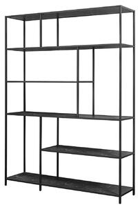 Industriální regál Industria Marble s policemi s mramorovým designem v antracitové černé barvě 185 cm