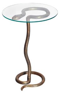 Art deco kulatý příruční stolek Tierra Glam s hadím designem a skleněnou deskou v glamour nádechu 62 cm