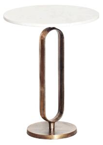 Art deco kulatý měděný příruční stolek Zendy s bílou mramorovou deskou s glamour nádechem 60 cm