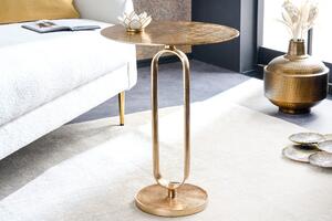 Art deco kulatý zlatý kovový příruční stolek Zendy s glamour nádechem 60 cm