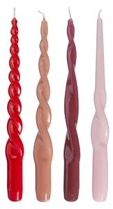 TWISTED Sada svíček 4 ks 29 cm - červená