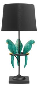 Designová stolní lampa Macaw v černé barvě se třemi tyrkysovými figurami papoušků 75 cm