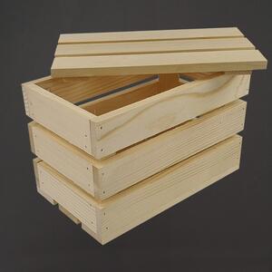 AMADEA Dřevěná dárková bedýnka s víkem, masivní smrkové dřevo, 24x14x16 cm (délka/šířka/výška)