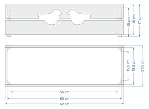 AMADEA Dřevěný obal na truhlík s ptáčky, 62x21,5x17cm, český výrobek