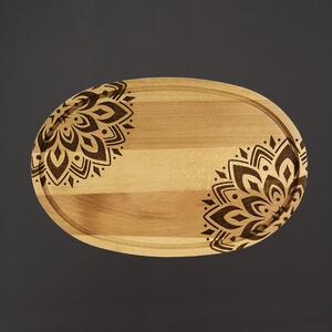 AMADEA Dřevěné servírovací prkénko - podnos oválné mandala, masivní dřevo, 38 cm