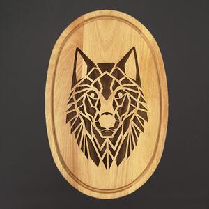 AMADEA Dřevěné servírovací prkénko - podnos oválné vlk, masivní dřevo, 38 cm
