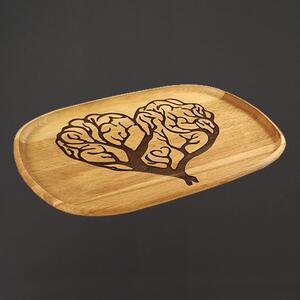 AMADEA Dřevěný servírovací podnos strom srdce, masivní dřevo, 25 cm