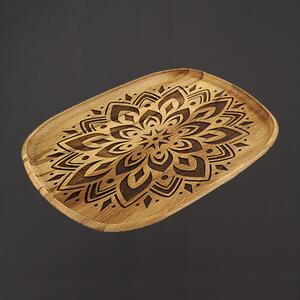 AMADEA Dřevěný servírovací podnos mandala, masivní dřevo, 25 cm