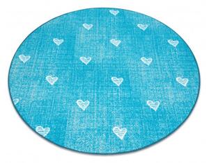 Koberec HEARTS kruh Jeans - tyrkys