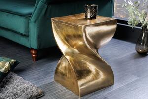 Designový čtvereční art deco příruční stolek Twist se zatočeným designem v zlaté barvě 45 cm