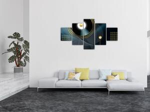 Obraz - Zlaté kruhy (125x70 cm)