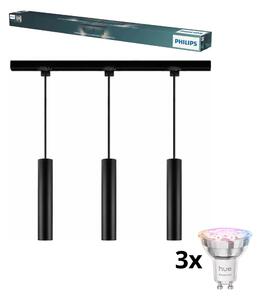 Philips - LED Stm. lustr na lanku v lišt sys EASYLINK 3xGU10/4,7W/230V 1m černá