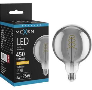 Mexen Vintis, LED žárovka spirála E27, G125, 8W, Teplá - 2200K, 450 lm, kouřová - L168-E27-0822-70