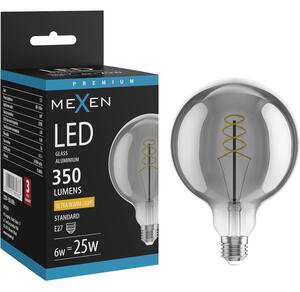 Mexen Vintis, LED žárovka spirála E27, G125, 6W, Teplá - 2200K, 350 lm, kouřová - L168-E27-0622-70