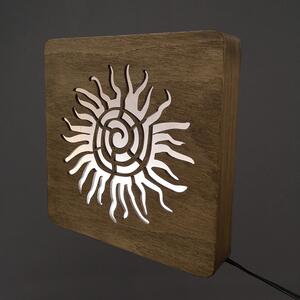 AMADEA Dřevěná lampička slunce, velikost 20 cm, s LED osvětlením s trafem na 12V