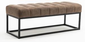 Designové retro šedě hnědá lavice Taxil s prošívanou sedací částí v odstínu taupe 108 cm