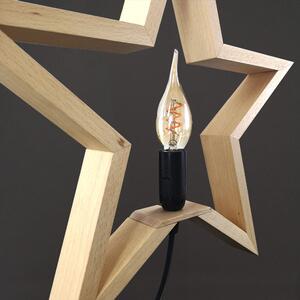 AMADEA Dřevěná lampička hvězda, masivní dřevo, rozměr 40 cm, český výrobek