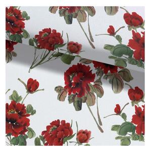 Vzorovaná látka MIGD116 Rudé květy, šířka 150 cm