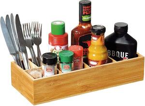 Kesper Bambusový organizér na přísady, příbory, na stůl, ke grillu, 8 přihrádek 36 x 15 x 7,5 cm