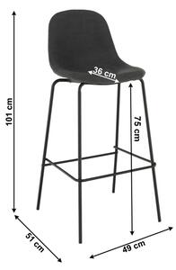 Barová židle, tmavě šedá látka / kov, MARIOLA 2 NEW