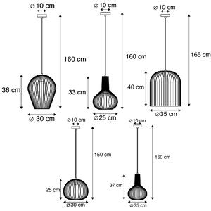 Sada 5 designových závěsných lamp černá - Dráty