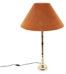 Stolní lampa ve stylu art deco s velurovým odstínem oranžová 50 cm - Torre