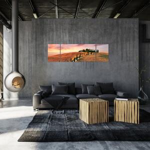 Obraz - Dům na kopci, Toskánsko, Itálie (170x50 cm)