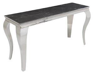 Stylový chromový moderní konzolový stolek Modern Barok s černou mramorovou deskou 140 cm