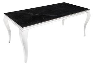 Luxusní chromový jídelní stůl Modern Barock s černou mramorovou vrchní deskou a kovovými kabriolovými nohama 180 cm