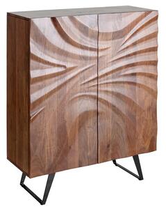 Designová barová masivní dvoudveřová skříňka Viento v art deco stylu v hnědé barvě 120 cm