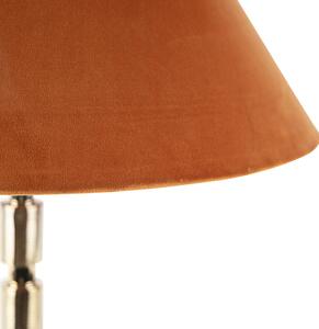 Stolní lampa ve stylu art deco s velurovým odstínem oranžová 50 cm - Torre