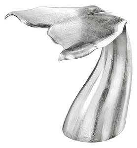 Stylový art deco kovový příruční stolek Whale ve stříbrné barvě v podobě velrybího ocasu 60 cm