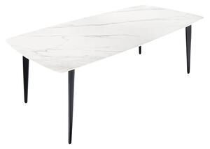 Designový obdélníkový jídelní stůl Tazer s keramickou deskou s mramorovým designem v bílé barvě 160 cm