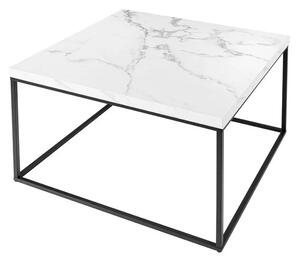 Stylový čtvercový mramorový konferenční stolek Architect v industriálním stylu s černou kovovou konstrukcí 60 cm
