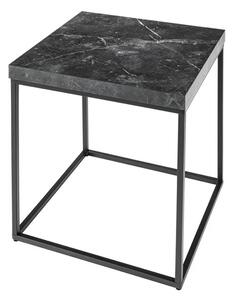 Stylový industriální čtvercový příruční stolek Architect s antracitovým mramorovým designem a kovovou matnou konstrukcí 40cm
