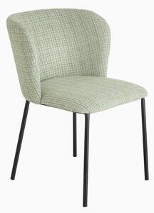 Designová retro jídelní židle Olive v jemné pastelové zelené barvě s černými nožičkami 75 cm