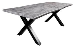 Stylový industriální šedý jídelní stůl Wild s dřevěnou deskou a černými kovovými nožičkami 160 cm