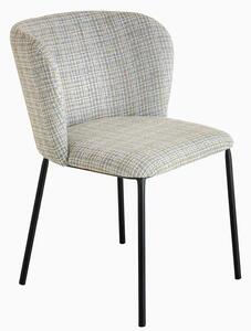 Designová retro boucle jídelní židle Olive v zelené barvě s černými nožičkami 75 cm
