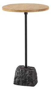 Stylový kulatý industriální příruční stolek Akina s mangovou hnědou deskou a podstavou ze surového mramoru 54 cm